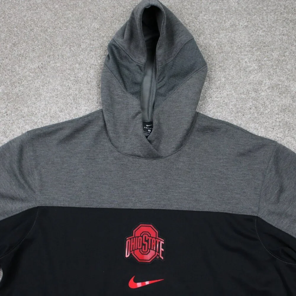 Nike Ohio State‎ Hoodie Adult Medium Gray/Black Dri-Fit L/S Hooded Sweatshirt